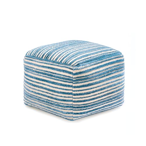 Anji Mountain Pouf Ottoman Foot Rest, Handmade Ottoman Pouf, Comfortable Foot Stool, Decorative Floor Seating for Living Room Decor, Bedroom & Home Décor Accent - Blue - color: Blue