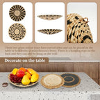 7 Pieces Bohemian Round Wall Baskets Wicker Rattan Wicker Wall Decor for Bedroom, Living Room (Style B)