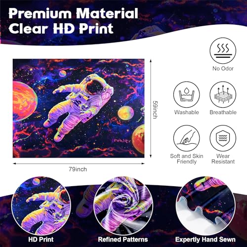 NYZE Astronaut Space Tapestry for Bedroom, Glow in the Dark Room Decor Wall Tapestries, Cool Galaxy Planet Wall Hanging, Wall Hanging for Men Guys Gamer Room Dorm Living Room 79in×59in - color: Astronaut I, size: 79"L x 59"W