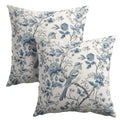 Chinoiserie Blue & White Pillow Covers - 16x16 Inches, Bule Birds & Flowers Design, Set of 2 for Home Couch & Sofa - color: Chinoiserie Flowers240413, size: 16" x 16" (Pack of 2)