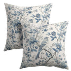 Chinoiserie Blue & White Pillow Covers - 16x16 Inches, Bule Birds & Flowers Design, Set of 2 for Home Couch & Sofa - color: Chinoiserie Flowers240413, size: 16" x 16" (Pack of 2)