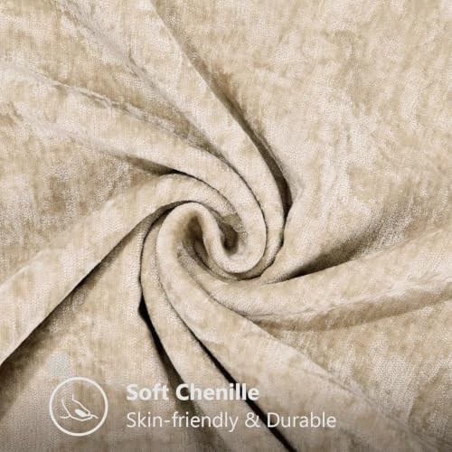 decorUhome Fall Chenille Soft Cozy Throw Pillow Covers 14x36 Set of 1, Modern Farmhouse Boho Velvet Decorative Pillow Cases with Stitched Edge for Couch Sofa Bed Home Decor, Beige - color: Beige, size: 36" x 14" (Pack of 1)