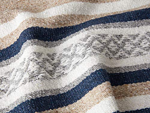 Mexican Blanket by Laguna Beach Textile Co - Beach, Yoga, Camping, or Decorative Throw Blanket - Traditional Handmade Serape (Slate & Sand) - color: Slate & Sand