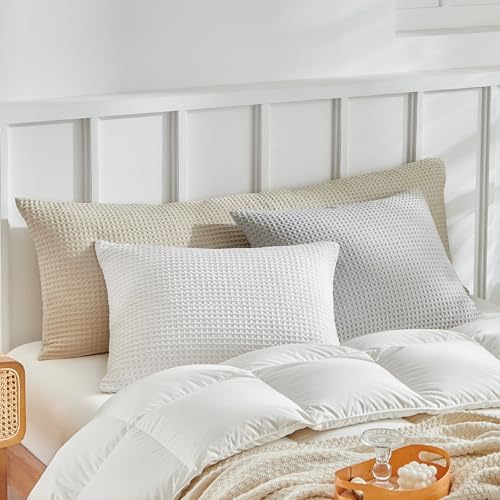 WARMDERN Waffle Weave Pillowcases Body Size 1 Pack Pillow Cases Soft Microfiber Pillow Case Covers Set of 2 Boho Woven Textured Pillowcase with Envelope Closure(Khaki, Body, 20x54 Inches) - color: Khaki-waffle Weave, size: 20" x 54" (Pack of 1)