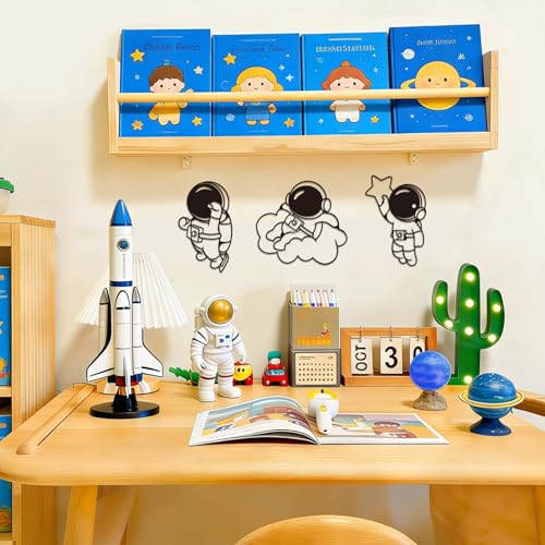 Jasscare Metal Astronaut Wall Art, Set of 3 Iron Spaceman Hanging Decor - Modern Space Theme for Kids Room Bedroom Living Room, Ideal Gift for Space Lovers - color: Astronaut