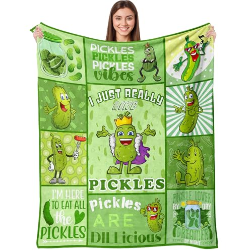 Aipon Pickle Blanket Gifts for Pickle Lovers, Funny Food Cucumber Blankets 50"x 60", Green Soft Cozy Lightweight Throw Blanket for Women Kids Teens Boys Girls - color: Green Pickle, size: 50.00'' × 60.00''