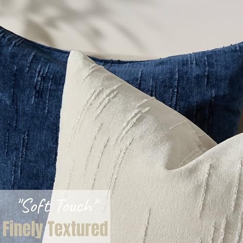 Set of 2 Summer Decorative Throw Pillow Cover 16x16, Solid Farmhouse Neutral Cushion Covers with Hidden Zipper, Soft Textured Throw Pillows for Bedroom Living Room Couch, White - color: White, size: 16" x 16" (Pack of 2)