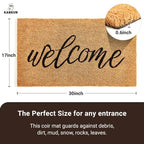 KANKUN Coco Coir Door Mat with Heavy Duty Backing, Welcome Doormat (17" x 30"), Doormat Entrance (Welcome3) - color: Welcome3