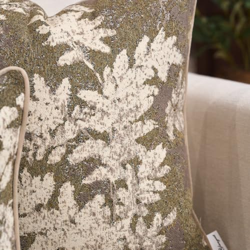 Yangest Neutral Leaf Pillow Cover 12 x 20 Inches, Vintage Chenille Rectangle Throw Pillow Cover Soft Leaves Nature Accent Couch Pillow Cover for Living Room Bedroom, Beige - color: Beige, size: 20" x 12" (Pack of 1)
