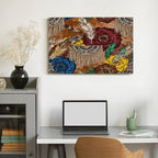 Boho Feather Fringe Art Wall Art Decor Framed 18x12 Inch, Wall Decor Poster for Bedroom Living Room Office Decor (Wooden Inner Frame) - size: 18"L x 12"W