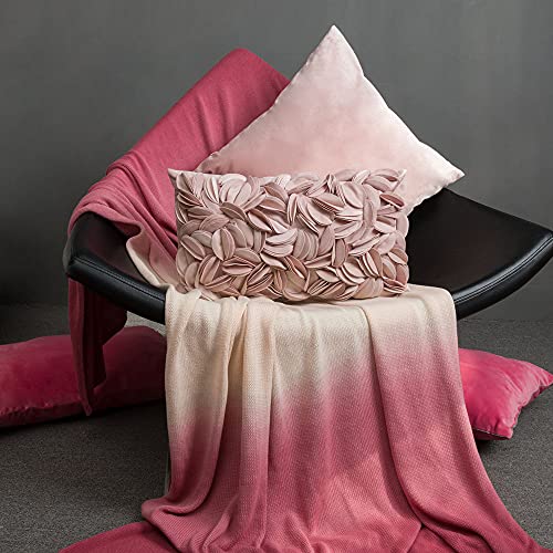 KINGROSE 3D Flower Throw Pillow Cover Home Decorative Pillow Case Sham Soft Lumbar Cushion Cover for Couch Bed Living Room Chair 12 x 20 Inches Rose Gold - color: Gold Pink - Velvet
