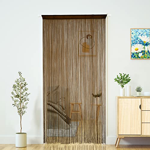 YaoYue Doorway String Curtain Door Curtains,Boho Hippie Hanging Fringe Room Divider for Patio Bedroom Closet Kitchen Laundry,Room Window Wall Door Decor(39×79in/100×200cm,Brown) - color: Brown, size: 39"W x 79"L (Pack of 1)