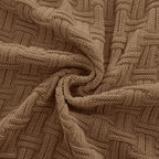 RUDONG M Light Brown Cotton Cable Knit Throw Blanket, Cozy Warm Knitted Couch Cover Blankets, 60 x 80 Inch - color: Light Brown, size: Twin(60" x 80")