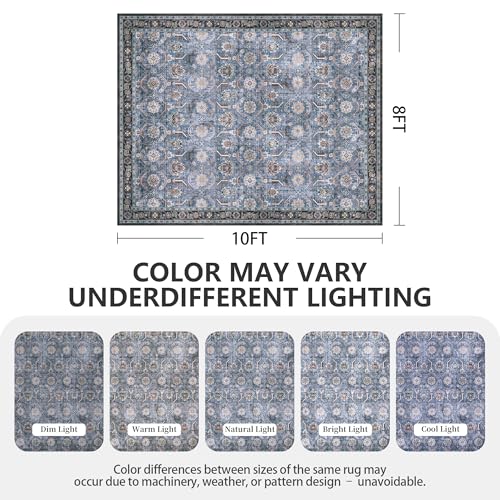 8x10 Area Rugs, Soft Non Slip Low Pile Washable Rug, Boho Modern Rug for Living Room, Bedroom, Dining Room, Blue - color: Blue, size: 8' x 10' (Rectangular)