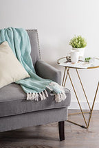 DII Woven Throw Collection 100% Cotton, Basketweave, 50x60, Aqua - color: Aqua, size: 50x60"