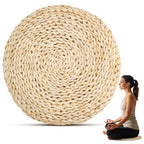 Holibanna Hand-Woven Round Straw Cushion Set of 3 Natural Floor Pillows for Yoga Meditation Tatami Window Seat Dining Room Guest Room Living