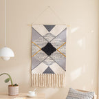 Cotton Wall Tapestry Hanging Decor, 20x34 Large Macrame Woven Boho Chic Bohemian Abstract Geometric Printed Tapestries Decor Gift for Apartment Dorm Kids Livingroom Bedroom Door Entrance Home Office