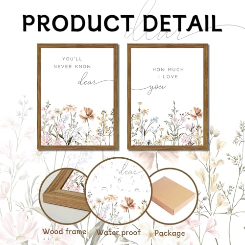 Wood Framed Wildflower Nursery Wall Art Set of 2, Boho Flower Botanical Wall Decor Paintings, Baby Girl Nurseries Pictures Posters Prints for Nursery Baby Room Bedroom Home Decoration 12x16 Inch - color: Colorful Flowers, size: 16L" x 12W"