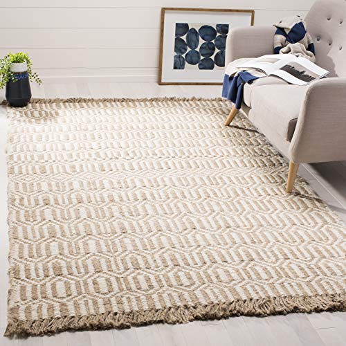 SAFAVIEH Natural Fiber Collection Area Rug - 5' x 8', Natural & Ivory, Handmade Boho Farmhouse Fringe Jute, Ideal for High Traffic Areas in Living Room, Bedroom (NF184A) - size: 5' x 8' (Rectangular)