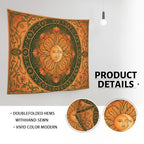 Water Lily and Sun Orange Green Tapestry, Floral Mandala Bohemian Decorative Wall Hanging, Aesthetic Tapestries for Living Room, Bedroom, Meditation 60x50 Inch - size: 60x50 Inch