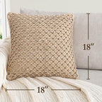 Boho Living 18x18 Beige Throw Pillow Covers Pillow Insert not Included - Boho Pillow Covers Only, Pack of 2 - color: Beige, size: (2) 18" x 18" Pillow Covers