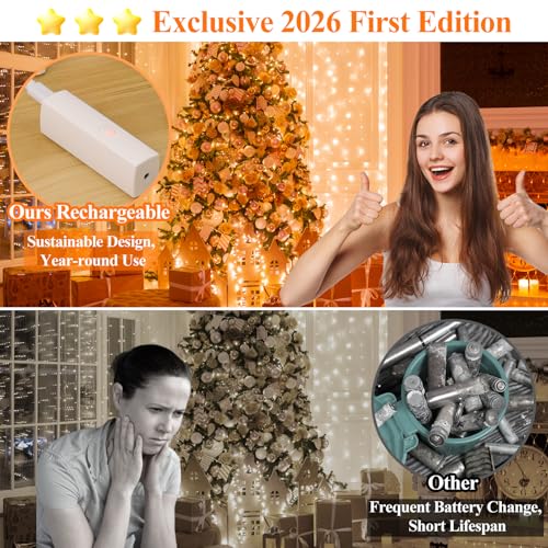 Lakumu 16FT(5M) Orange Fairy Lights, Rechargeable Battery Operated Mini LED String Lights with Timer, 8 Modes Waterproof Twinkle Lights for Bedroom Christmas Wedding Vine Centerpiece Table Decor - color: Orange, size: 16FT