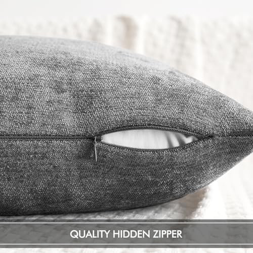 MIULEE Pack of 2 Dark Gray Decorative Pillow Covers 20x20 Inch Soft Chenille Couch Throw Pillows Farmhouse Cushion Covers for Home Decor Sofa Bedroom Living Room - color: Dark Gray, size: 20" x 20" (Pack of 2)
