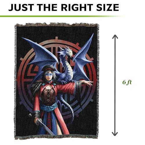 Pure Country Weavers Look to The East Dragon Woven Blanket by Anne Stokes - Fantasy Gift Cotton Tapestry Throw - Made in The USA - 72" x 54" - color: East, size: 72" x 54"