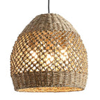 Rattan Pendant Light 13.39" Boho Coastal Hanging Wicker Hand-Woven Seagrass Chandelier for Kitchen Islands Farmhouse 3-Light - size: 3-Light 13.39 inch