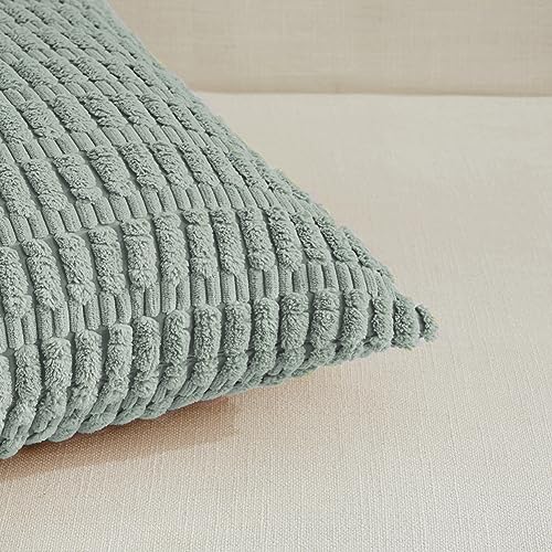 Fancy Homi Decorative Throw Pillow Covers for Bed Couch Bedroom Bench, Soft Lumbar Corduroy Solid Pillow Case, Rustic Farmhouse Boho Room Décor, 24" x 12" (Pack of 1), Grey Blue - color: Grey Blue, size: 24" x 12" (Pack of 1)