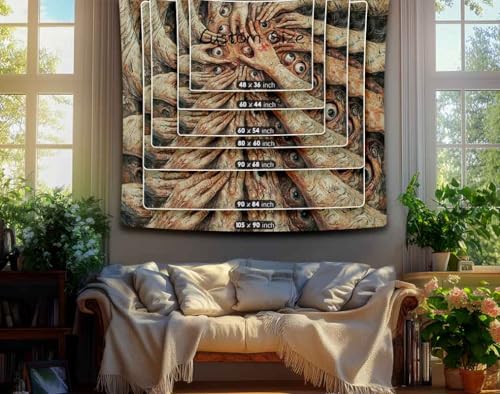 LATETOMT Abstract Tapestry Creepy Hands Tapestry for Halloween Horror Tapestries Gothic Surreal Canvas Print Wall Art for Halloween Party Terrifying Atmosphere LTMTAYW304 - color: Style-3, size: Customize