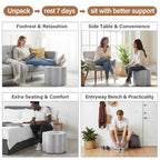 Tiita Floral Pouf Ottoman, Foot Stools Ottoman with Foam Chunk Filling, Puff Foot Rest for Couch, Living Room, Kids Room, Grey - color: Flower Grey