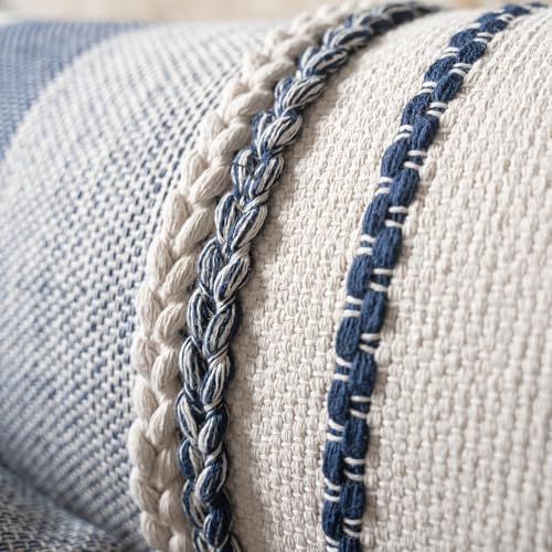 Cethom Boho Lumbar Pillow Covers 14x36 Inch Long, Navy Blue Textured Decorative Couch Pillow Cases for Farmhouse Home Decor, Accent Cushion Cover for Sofa, Bed, Living Room, Bedroom, Pack of 1 - color: Navy Blue, size: 36" x 14" (Pack of 1)