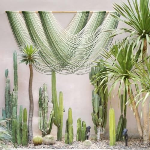 Flber Macrame Wall Hanging Large Boho Green Wall Art Decor 57" W x 31" L | green macrame Wall Decor for Living Room Bedroom fiber wall art craftsmanship home decor macrame tapestry Easy to Hang - color: Green1