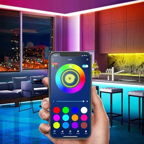 Tenmiro 32.8ft LED Strip Lights, RGB LED Smart Music Sync Color Changing LED Lights Strips with Remote LED Lights for Bedroom, Room, TV, Party - size: RGB 32.8FT