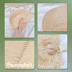Framendino, Natural Bamboo Hand Riffia Fans Handmade Weaving for Summer Home Wedding Wall Decor - size: 15"L x 12"W