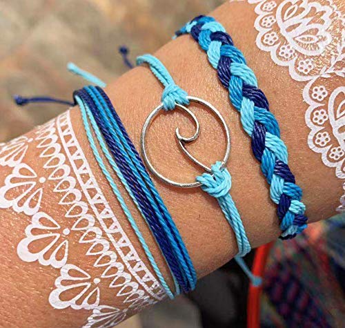 choice of all String Bracelets for Women Boho Wave Surfer Beach Wear Cute Bracelets Set Summer Friendship Jewelry Accessories Beach Stuff - color: I1：16 pcs black blue wave bracelets