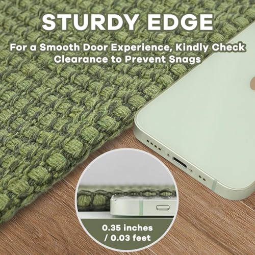 EARTHALL Woven Runner Rug 2x4 Ft Washable Runners for Hallways Cotton Non Slip Eentryway Runner Braided Indoor Floor Carpet for Kitchen, Hallway, Kitchen, Doormat, Green - color: Green, size: 2' x 4' (Runner)