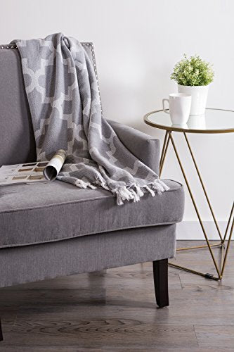DII Modern Moroccan Cotton Blanket Throw with Fringe for Couch, Chair, Guest Room, Picnic, Camping, Beach, & Everyday Use, 50x60, Gray - color: Gray