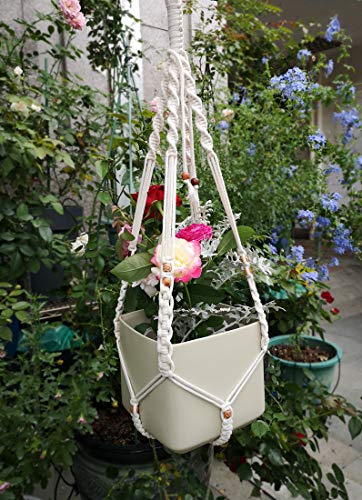 Belit Macrame Plant Hangers Indoor Outdoor 2 Pack Hanging Planters Basket with 2 Hooks Decorative Flower Pots Stand Home Decor - color: Ivory, size: 31.5"- 1 Tier