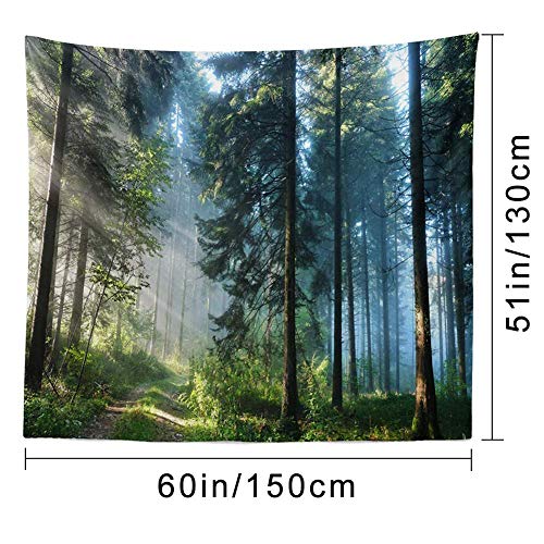 Llamazing Forest Tapestry Home Decor Landscape Tapestry Living Room Bedroom Decoration Magic Curtain (Morning Forest, 60''L×51''W) - color: Morning Forest, size: 60"L x 51"W