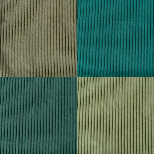 Volcanics Set of 4 Dark Green Corduroy Decorative Couch Throw Pillow Covers 18x18 Inch, Soft Modern Boho Striped Accent Cushion Cases for Home Sofa, Rustic Home Decor - color: Dkgreen, size: 18" x 18" (Pack of 4)