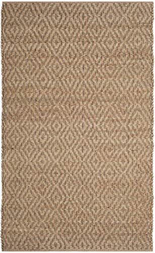 SAFAVIEH Natural Fiber Collection Area Rug - 6' x 9', Natural & Red, Handmade Diamond Trellis Jute, Ideal for High Traffic Areas in Living Room, Bedroom (NF873A) - size: 6' x 9' (Rectangular)