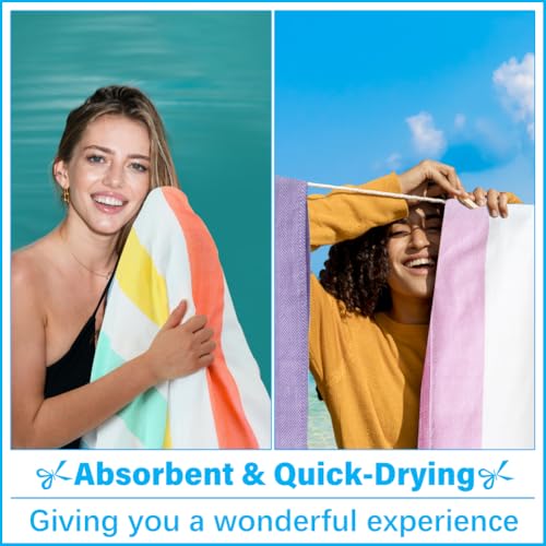 Vikumond Oversized Turkish Beach Towel Blanket XXL Cotton Sandproof Towels Boho Woven Extra Large Big Sand Free Giant Throw Blankets Huge Quilt XL Picnic Camping Necessities Cloud for Adult Gifts - color: Z Ucolorful Vertical Stripe, size: Xxxl(88x82 In,2