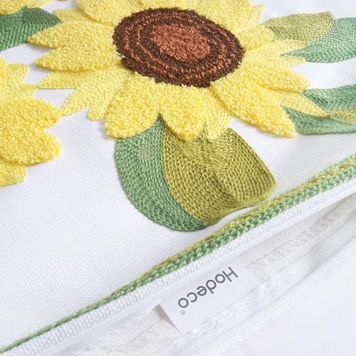 Embroidery Throw Pillow Covers 4 Sunflowers 18x18 Inch Decorative Cushion Case Floral Design 100% Cotton Home Decor Yellow Flowers 45x45cm, 1 Piece - color: 4 Sunflowers