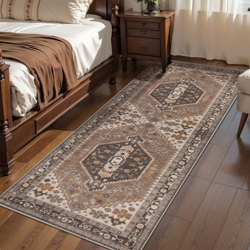 Ciicool 2x5ft Runner Rug, Hallway Wahshable Rug Vintage Kitchen Carpet for Entrance Bedroom Bedside Living Room Kitchen Laundry Bathroom Decor - color: Hazel, size: 2' x 5' (Runner)
