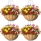 4 Pack 16 Inch Hanging Baskets for Plants Outdoor Metal Hanging Planter Basket with Coco Coir Liner Hanging Flower Baskets Hanging Flower Pots Holder for Garden, Patio(Watermelon) - size: 16 Inch, style: Garden