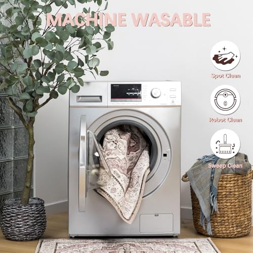 DECOMALL Maila Machine Washable Rugs 2x3ft, Traditional Oriental Pink Rug,Vintage Distressed Large Rugs Carpet for Living Room Bedroom - color: 10pink, size: 2' x 3' (Rectangular)