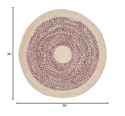 SAFAVIEH Cape Cod Collection Area Rug - 3' Round, Rust & Natural, Handmade Braided Jute & Cotton, Ideal for High Traffic Areas in Living Room, Bedroom (CAP210P) - color: Rust/Natural, size: 3' (Round)