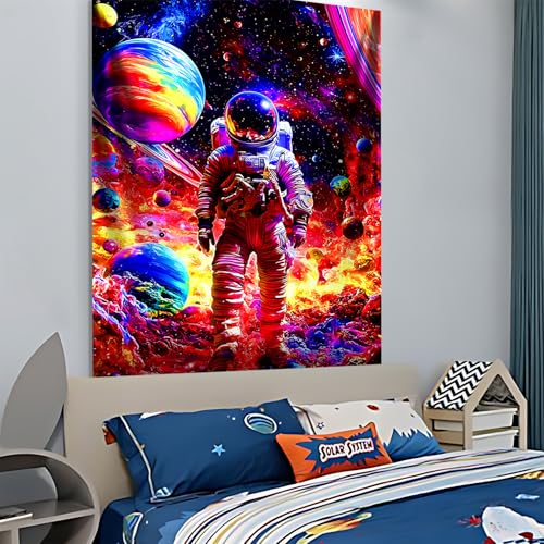 NYZE Astronaut Space Tapestry for Bedroom, Glow in the Dark Room Decor Wall Tapestries, Cool Galaxy Planet Wall Hanging, Wall Hanging for Men Guys Gamer Room Dorm Living Room 44x60 in - color: Astronauts B, size: 44"L x 60"W
